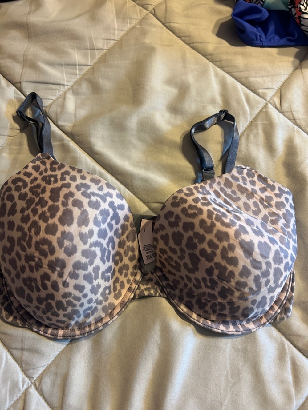 Victoria's Secret Leopard Print Perfect Coverage T-Shirt Bra - Taupe & Black